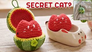 DIY Crochet Watermelon & Hidden Kitty Keychain | Easy Step-by-Step Amigurumi Tutorial