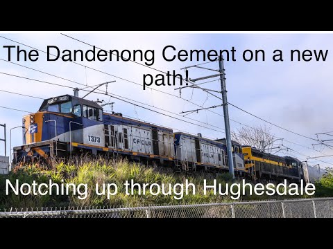 QUBE/SRHC T373, T376 and X31 Up Dandenong Cement Notching up in Hughesdale (June 2020)