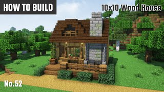 マイクラ建築：大き目の煙突付きのサバイバルハウスの作り方。10x10ブロックで簡単に。No.52【Minecraft】