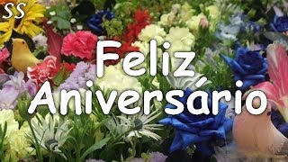 Linda mensagem de aniversário com muitas flores coloridas! WhatsApp/Facebook