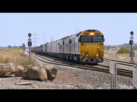 7902V Mildura Container Train With G519 G523 G520 At Gheringhap Loop (17/1/2025) - PoathTV Railways