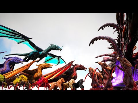 TEAM ISLAND BOSSES (G.B.A.) + DOMINUS DRAGON vs. MANIFESTATION OF SINS | ARK Dino Battle 🦎