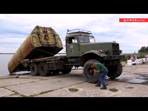 KrAZ-255 load heavy floating pontoon bridge PMP 60