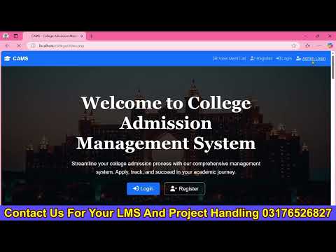 College Admission Management System in Php mysql | #cs619  #cs619viva