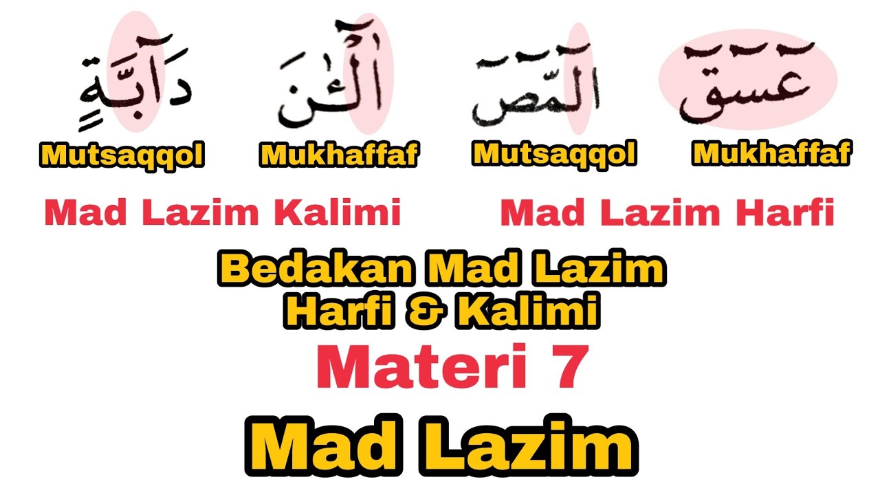 Belajar Mad Lazim (Mad Lazim Harfi Mutsaqqol & Mukhaffaf dan Mad Lazim Kalimi Mutsaqqol & Mukhaffaf)