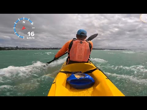 Paddling an Ocean Kayak Scupper Pro downwind. It flies!