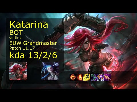 Katarina Bot & Rakan vs Jinx & Thresh - EUW Grandmaster 13/2/6 Patch 11.17 Gameplay