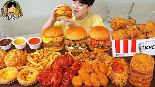 Download lagu ASMR MUKBANG | KFC Crispy Fried Chicken, Cheese burger, cheese stick recipe ! eating mp3