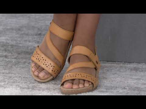 Earth Origins Leather Strap Wedges - Kendra Khloe on QVC