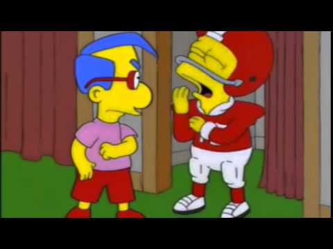 The Simpsons - Milhouse kicking Bart's crotch (S9Ep06)