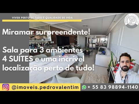Surpreendente Apartamento com 176 m² no MIRAMAR em João Pessoa - 4 suítes e muita vista mar!