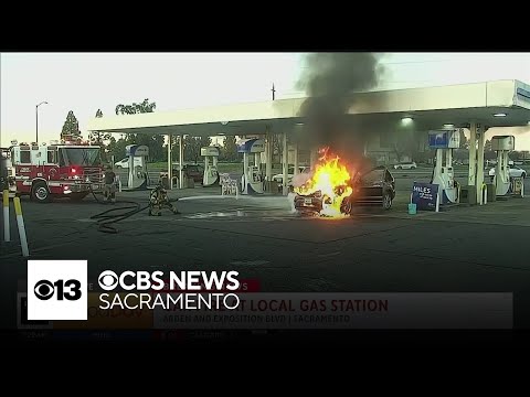 Car catches fire at Sacramento gas station