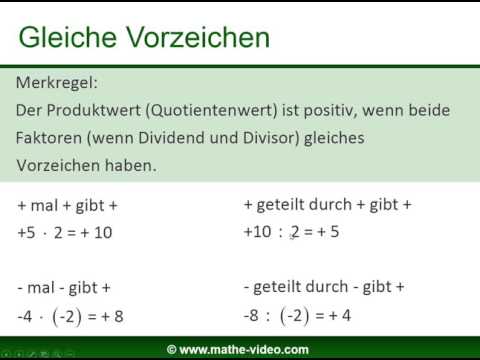 ganze Zahlen Vorzeichenregel - mathevideo