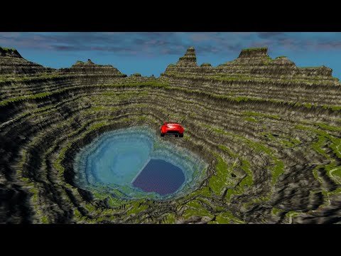 BeamNG drive - Leap Of Death Car Jumps & Falls Into Red water