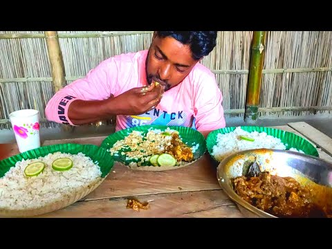 ASMR; MEAT MUTTON RECIPE | SPICY MEAT MUTTON CURRY AND BASMATI RICE WITH LEMON | MUKBANG