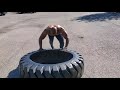Ageless 57 year old 400 pounds tire flipping with Burpees