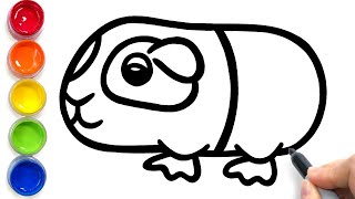 How to Draw a Guinea Pig | Guinea Pig Drawing and Coloring for Children | Learn Colors for Kids
