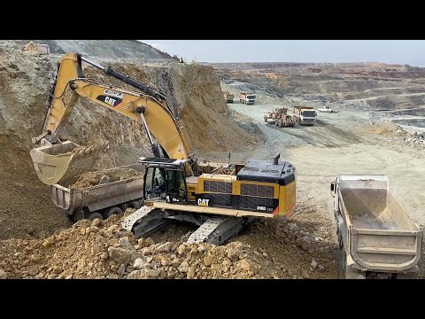 Caterpillar 390D Excavator Loading Mercedes And MAN Trucks - Pyramis Ate
