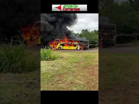 Incendio de un micro de Crucero del Norte en Mártires Misiones