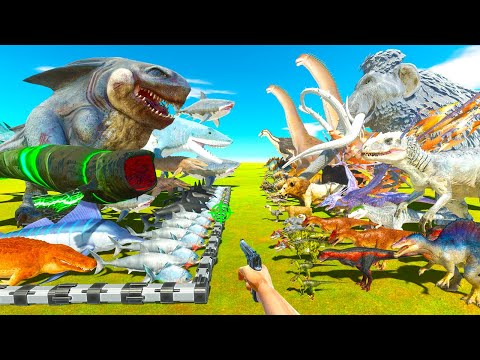 King Shark vs Mammoth | Sea Monsters Fights Dinosaurs - Animal Revolt Battle Simulator