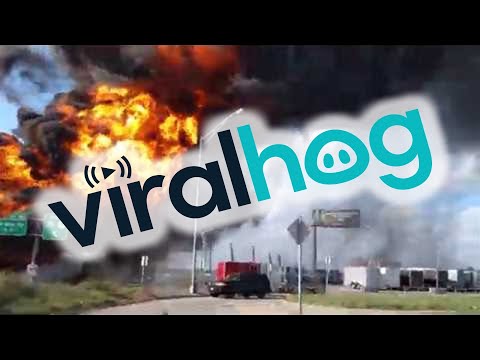 Fuel Tanker Fire Engulfs Highway || ViralHog
