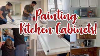 DIY PAINTING KITCHEN CABINETS WHITE | DIY BUDGET KITCHEN REMODEL SERIES | HOME REMODEL SERIES