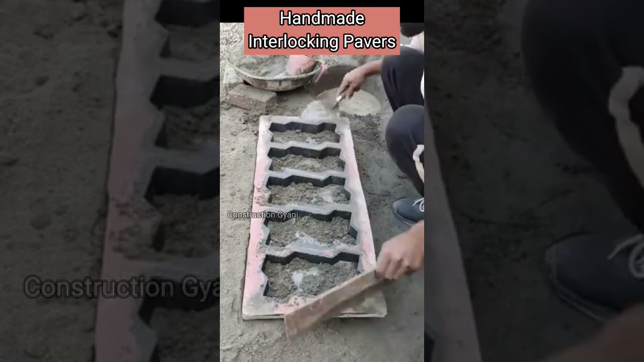 Handmade Interlocking Pavers Making #construction #shorts #tiles #pavers #flooring #trending #trend