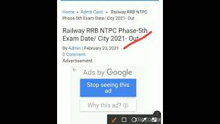 RRB NTPC 5TH Phase Exam City And Date Out - Hurry Up