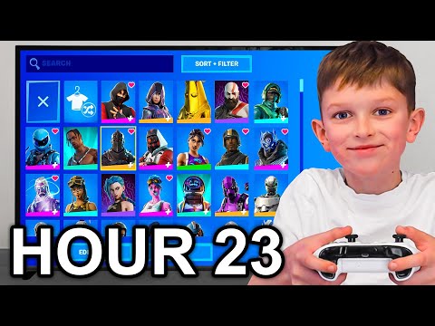 Upgrading My 9 Year Old Brothers Fortnite Account for 24 Hours!