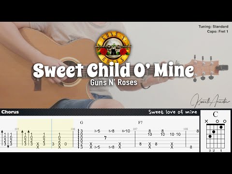 Sweet Child O’ Mine - Guns N' Roses | Fingerstyle Guitar | TAB + Chords + Lyrics