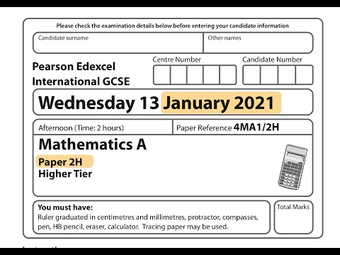 IGCSE Mathematics January 2021 - 4MA1/2H