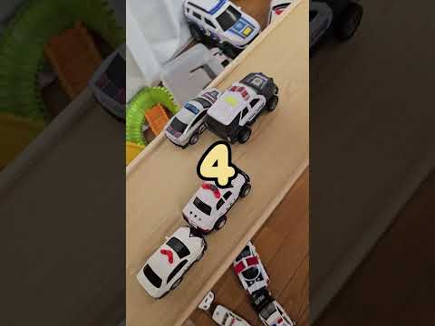 Many Police Car Toys Slide into the hole #toys #パトカー #policecar