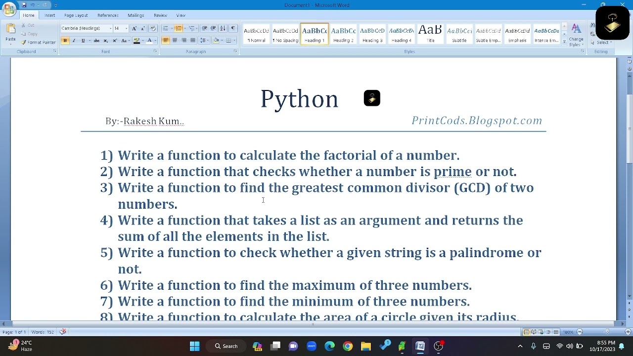 100 Python Problems with Solutions for Beginners | Most Common Python Programs for Practice #coding