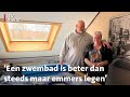 Emmers en zwembad in huis door lek dak na storm