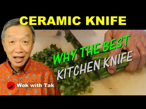 Ceramic knife, always sharp, no sharpening required.  Best all around kitchen knife in my opinion.