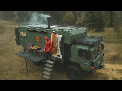 CAMPING IN THE RAIN WITH OUR NEW TRUCK CARAVAN