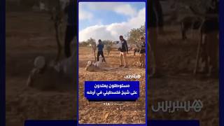 مستوطنون إسرائيليون يعتدون على شيخ فلسطيني في أرضه بقرية الركيز thumbnail