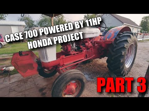 1959 Case 700 tractor powered by 11hp Honda Part 3 trying to pull stuff