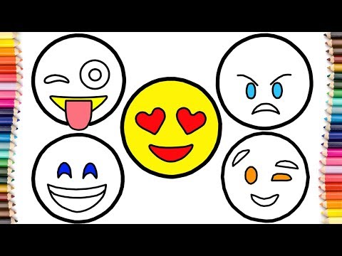 How To Draw and Color Emoji l Emoji Faces Coloring Pages Videos For Kids l Learn Colors
