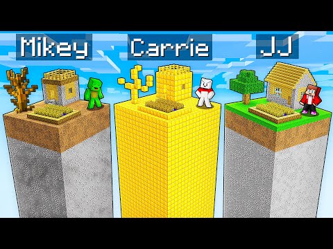 JJ vs Mikey vs Carrie: CHUNK BATTLE in Minecraft - Maizen