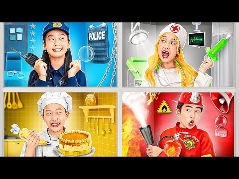 Mike & Friends Build Jobs Four Colors Playhouse Challenge - Funny Stories About Baby Doll Family