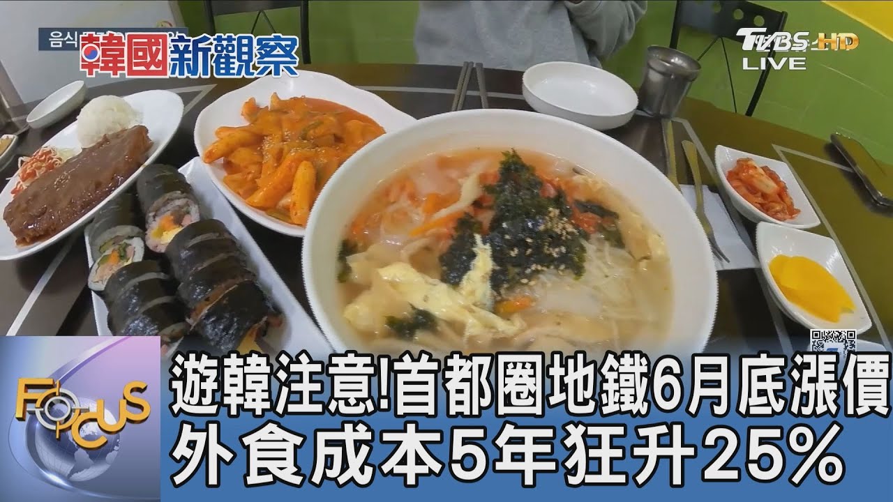 遊韓注意!首都圈地鐵6月底漲價 外食成本5年狂升25%