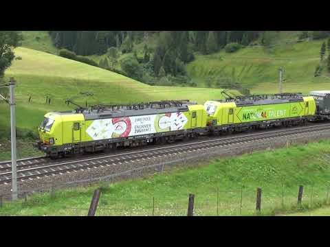 LA BITONALE DELLA DOPPIA DI VECTRON 193 CON MERCI IN TRANSITO A S. JODOK (A) MERC. 4 - 7 - 2018