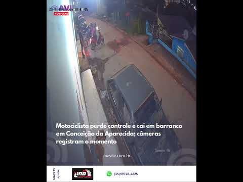 Motociclista perde controle e cai em barranco em Conceição da Aparecida; câmeras registram o momento