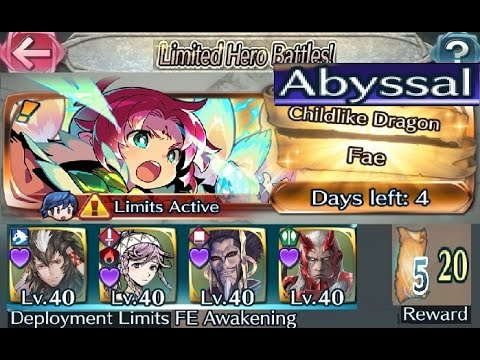 The battle with Limited unit : Vs. Legend! Fae - Abyssal (with F2P units, No SIs but Seals & Refine)