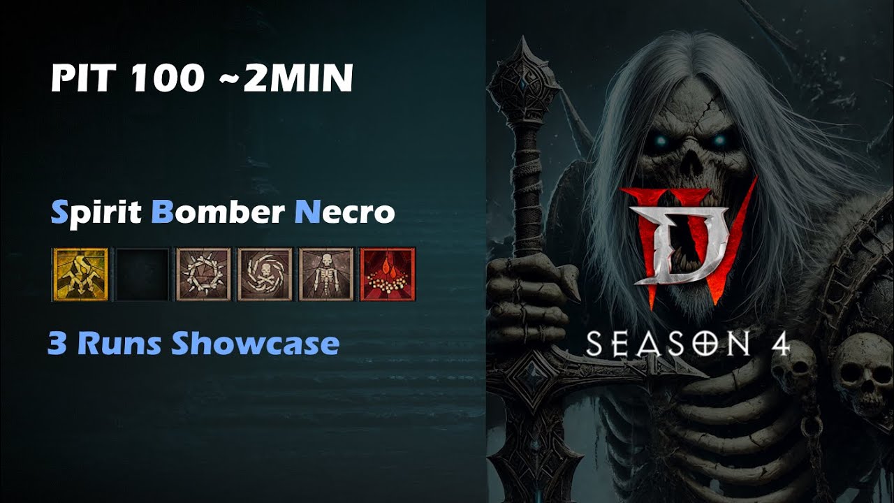 Spirit Bomber Necro Pit 100 ~2min Runs | Diablo 4 Season 4