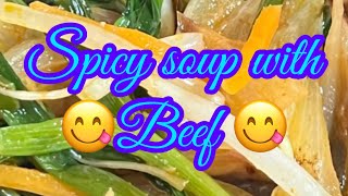 Spicy soup with beef