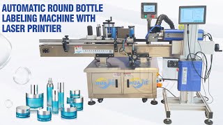Automatic round bottle jars conatiner sticker label labeling machine with printer