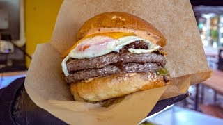 HUGE Burger with Egg. London Street Food of Camden Town