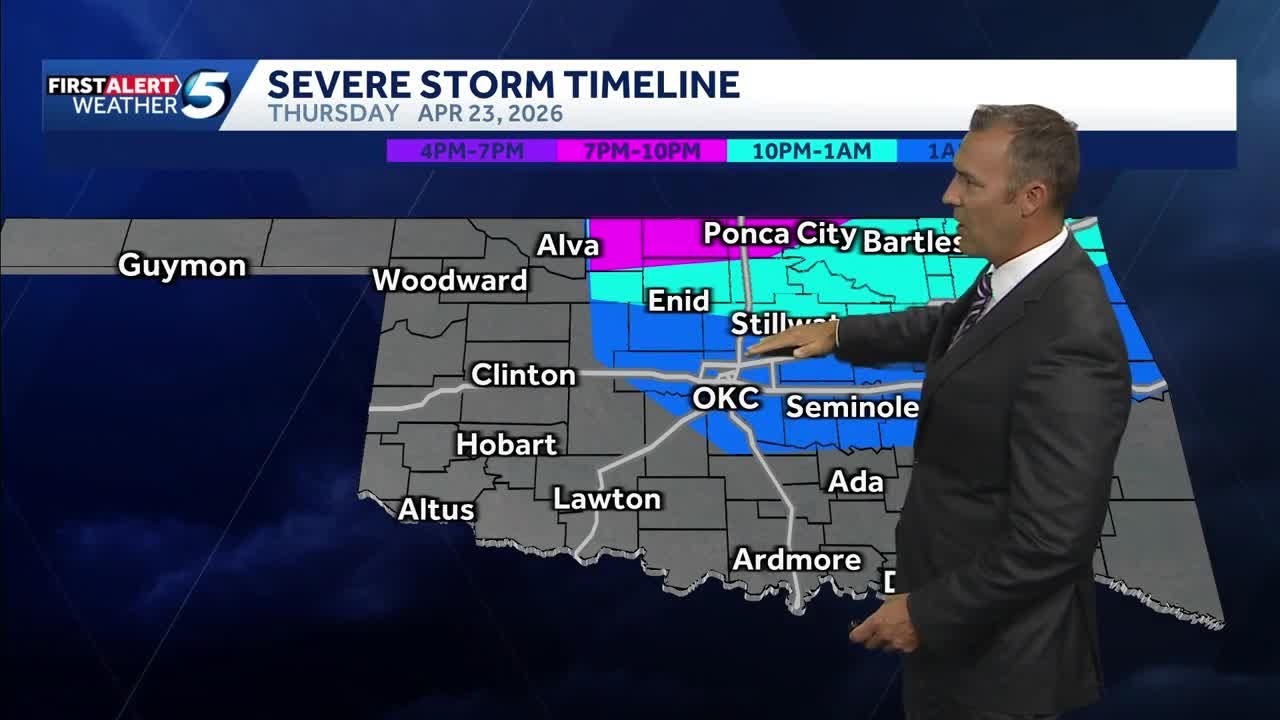 TIMELINE: Oklahoma severe storm risk upgraded amid tornado threat late Thursday